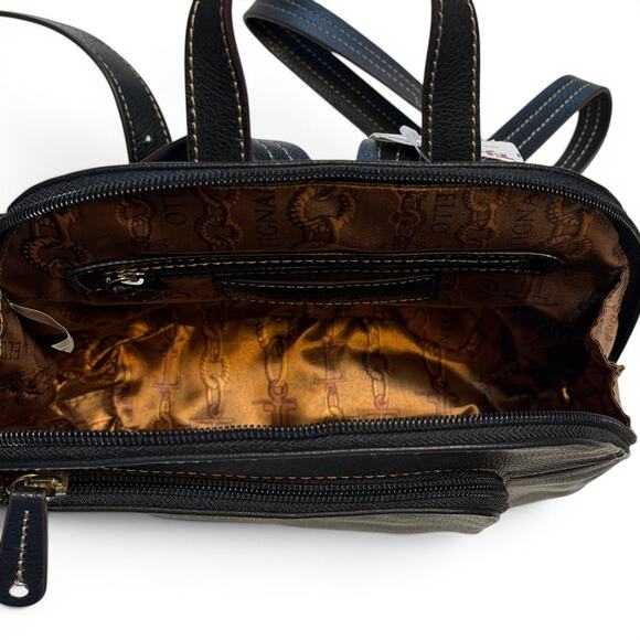 Tignanello Black Leather Backpack Purse NWT Pebbled Expandable Travel Daypack main image 8